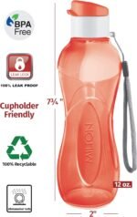 MILTON Water Bottle Kids Reusable Leakproof 12 Oz Plastic Wide Mouth Large Big Drink Bottle BPA & Leak Free with Handle Strap Carrier for Cycling Camping Hiking Gym Yoga - Image 3