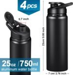 Chengu 10 Pcs Aluminum Water Bottle Bulk: 25oz Reusable Lightweight Outdoor Sports Water Bottles Easy Carry Leak Proof for Travel Gym Camping Hiking Fishing, Snap Lid (Black) - Image 3