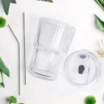 16 OZ Iced Coffee Cups with Lids and Straws Set of 4, Unbreakable Plastic Drinking Glasses Reusable Iced Coffee Glass to Go Cup for Iced Tea,Juice, Water,BPA Free, Dishwasher Safe - Image 4