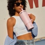 40 oz Tumbler with Handle and Straw: Stainless Steel Insulated Tumbler Keeps Cold for 24 Hours, Leakproof Travel Cup Fits in Cup Holder and BPA-Free, Cotton Candy - Image 5