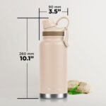 ThermoProof Double-Walled Vacuum Insulated Stainless Steel Water Bottle - Wide Mouth Canteen, Spout & Straw Lids, Dishwasher Safe, Reusable, Leakproof, Hot & Cold for Men, Women & Kids - 32oz, Taupe - Image 4