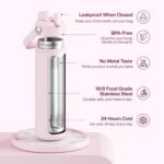 ENCOOL Insulated Water Bottle with Straw Stainless Steel Water Bottle, Leak-Proof, BPA-Free, Double Wall Vacuum Keeps Cold for 24 Hours for Sports, Travel, School (26 oz, Cotton Candy) - Image 3