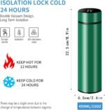 Smart Water Bottle Stainless Steel Vacuum Flask,Travel Mug with Smart LCD Touch Screen, Keep Hot Or Cold, Car Portable Travel Tea Coffee Vacuum Thermo Cup,Insulated Water Bottle (Green) - Image 3