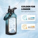 Insulated Water Bottle 64 oz, Triple Wall Vacuum Stainless Steel (Cold for 48 Hrs), Leak Proof & Non-BPA, Half Gallon Water Flask Jug with Paracord Handle & Straw Spout Lids - Image 3