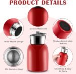 Mifoci 1 Pcs 10oz Mini Water Bottles Stainless Steel Slim Insulated Thermal for Hot Cold Drink Thermal Small Vacuum Portable Water Bottle for Women Gifts Travel Camping Hiking (Red) - Image 4