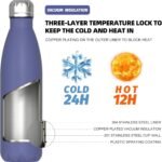 WATERSY Stainless Steel water bottles,17oz/500ml Insulated Water Bottles,Deep Blue metal water bottle Keeps Drink Cold and Hot,BPA Free kids water bottles for School,Gym,Travel,Sports - Image 3