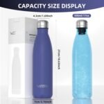 WATERSY Stainless Steel water bottles,17oz/500ml Insulated Water Bottles,Deep Blue metal water bottle Keeps Drink Cold and Hot,BPA Free kids water bottles for School,Gym,Travel,Sports - Image 4