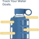purifyou 40oz / 32oz / 22oz / 12oz Borosilicate Glass Water Bottle with Time & Volume Markers, Silicone Sleeve, Stainless Steel Lid – Reusable Glass Bottle for Water & Juice (32oz Chinese Porcelain) - Image 4