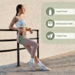 Glass Water Bottles 64 oz - Half Gallon Large Motivational Daily Water Intake Bottle Time Marker - Glass Water Bottle With Straw, Silicone Sleeve 2 Lids, Handle Spout & Bamboo Lid(Olive) - Image 5