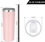 VEGOND Stainless Steel Skinny Tumbler, 20 oz Vacuum Insulated Tumbler with Lid and Straw, Double Wall Coffee Cup, Travel Mug for Cold Hot Drinks, Light Pink 1 Pack - Image 4