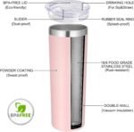 VEGOND Stainless Steel Skinny Tumbler, 20 oz Vacuum Insulated Tumbler with Lid and Straw, Double Wall Coffee Cup, Travel Mug for Cold Hot Drinks, Light Pink 1 Pack - Image 5