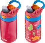Contigo Aubrey Kids Water Bottle, 2-Pack, 14oz, Watermelon & Dinos, Spill-Proof Lid, Dishwasher Safe, BPA Free, Red and Blue - Image 3