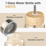 32 oz Glass Water Bottle with Straw - Reusable Eco Friendly Bpa Free - Borosilicate Glass Water Bottles with 2 Lids & Neoprene Sleeve - for Gym, Sports & Workout, Daily - 1 Pack - Image 3
