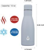 BJPKPK Insulated Water Bottle 12oz Small Stainless Steel Water Bottles Reusable Metal Thermal Keep Cold and Hot,Mist Grey - Image 3