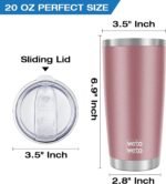 WETOWETO 20oz Insulated Stainless Steel Tumbler, Double Wall Vacuum Travel Coffee Mug, Powder Coated Tumbler Cup (Rose Gold,1) - Image 4