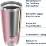 WETOWETO 20oz Insulated Stainless Steel Tumbler, Double Wall Vacuum Travel Coffee Mug, Powder Coated Tumbler Cup (Rose Gold,1) - Image 5