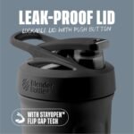 BlenderBottle Strada Shaker Cup Insulated Stainless Steel Water Bottle with Wire Whisk, 24-Ounce, Black - Image 3