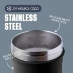 BlenderBottle Strada Shaker Cup Insulated Stainless Steel Water Bottle with Wire Whisk, 24-Ounce, Black - Image 4
