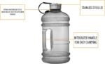 New Wave Enviro Iconic 2.2 Liter BPA Free Water Bottle with Stainless Steel Cap, Integrated Handle for Easy Carrying, Gym and Lifestyle Bottle, 2.2L Capacity, Charcoal - Image 3