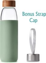 veegoal 25 Oz Borosilicate Glass Water Bottles with Bamboo Lid, BPA-FREE, Non-Slip Silicone Sleeve, and Stainless Steel Leak Proof Lid - Reusable Glass Bottle for Men and Women - Image 3