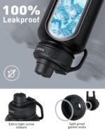 TOURIT 24 oz Insulated Water Bottle, Stainless Steel Water Bottles With Handle, Double-Wall Vacuum Sports Water Bottle, BPA Free Leakproof Water Bottle, Black - Image 6