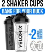 VELOMIX -2 Pack- 28 oz Protein Shaker Bottles for Protein Mixes - 2x Wire Whisk | Leak Proof Shaker Cups for Protein Shakes | Protein Shaker Bottle Pack (Black/Transparent) - Image 3