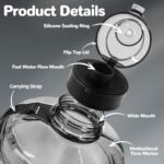1 Gallon Water Bottle, Water Jug with Motivational Time Marker & Strap & Handle,Large-Capacity leakproof water bottles for Travel Sport Gym Outdoor（Clear - Image 3