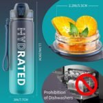 Water Bottle with Straw, 32oz Motivational Water Bottles with Time Marker to Drink, Tritan BPA Free, 1L Sports Water Bottle with Carry Strap LeakProof for Women Gym Fitness Outdoor (1 Pack) - Image 5