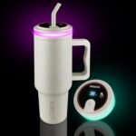 Smart Water Bottle Reminder to Drink Water,USB-C Rechargeable,40oz,Insulated Stainless Steel，Ideal Gift for New Year(Cream) - Image 3