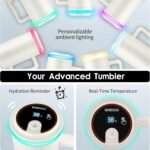 Smart Water Bottle Reminder to Drink Water,USB-C Rechargeable,40oz,Insulated Stainless Steel，Ideal Gift for New Year(Cream) - Image 4