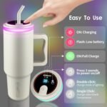 Smart Water Bottle Reminder to Drink Water,USB-C Rechargeable,40oz,Insulated Stainless Steel，Ideal Gift for New Year(Cream) - Image 5