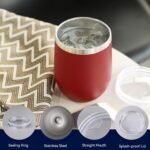 DOMICARE Stainless Steel Wine Tumbler Bulk with Lid, Personalized Insulated Tumblers Set, 12oz Travel Coffee Cups Pack of 1, Red - Image 4