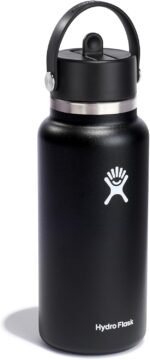 Hydro Flask Water Bottle - Insulated Stainless Steel - Wide Straw Lid, Non Spill, Leakproof in 32 Oz Black - Image 3