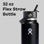 Hydro Flask Water Bottle - Insulated Stainless Steel - Wide Straw Lid, Non Spill, Leakproof in 32 Oz Black - Image 4