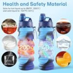 Collapsible Water Bottles for Travel, Foldable Sports Water Bottle for Kids, Reusable Water-proof Silicone Water Bottles with mountaineering Buckle for Camping Hiking Holiday - Image 3
