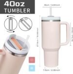 Personalized 40oz Tumbler Cup with Initials.Cup with Letter S 40oz Tumbler with Handle.Custom Tumbler Cup with Letter.Initial Monogram Tumbler Mug Gifts for Women Birthday Christmas. - Image 3