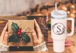Personalized 40oz Tumbler Cup with Initials.Cup with Letter S 40oz Tumbler with Handle.Custom Tumbler Cup with Letter.Initial Monogram Tumbler Mug Gifts for Women Birthday Christmas. - Image 4