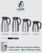 GiNT 34Oz Thermal Coffee Carafe, Insulated Stainless Steel Coffee Carafes for Keeping Hot/Double Walled Vacuum Coffee Carafe (Silver, 1L) - Image 5