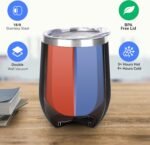 DOMICARE Stainless Steel Wine Tumbler Bulk with Lid, Personalized Insulated Tumblers Set, 12oz Travel Coffee Cups Pack of 12, Black - Image 3