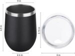 DOMICARE Stainless Steel Wine Tumbler Bulk with Lid, Personalized Insulated Tumblers Set, 12oz Travel Coffee Cups Pack of 12, Black - Image 4