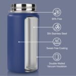 12 oz Kids Water Bottle, Toddler Water Bottle with Straw, Boys&Girls Bottle for School, 304 Stainless Steel Vacuum Insulated Bottle for Kids, BPA-Free, Leak-Proof, Navy blue - Image 3