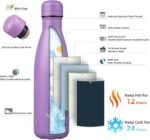 Insulated Water Bottles,17 oz Double Wall Stainless Steel Vacumm Metal Flask for Sports Travel,Lavender - Image 3