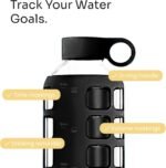 purifyou 40oz / 32oz / 22oz / 12oz Borosilicate Glass Water Bottle with Time & Volume Markers, Silicone Sleeve, Stainless Steel Lid | Reusable Glass Bottle for Water & Juice (32oz Jet Black) - Image 4