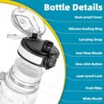 OLDLEY 32 oz Water Bottle, Motivational Water Bottle with Time Marker, Sports Water Bottle With Strap, Leakproof & BPA Free Large Water Bottles for School, Gym, Travel, Outdoor, Tritan, Transparent - Image 3