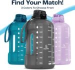 AQUAFIT 1 Gallon Water Bottle with Time Marker - Straw & Chug Lid - BPA Free Gym Water Bottle with Straw - Big Gallon Jug (Gray, 128 oz - 2in1 Lid) - Image 5