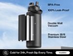POWCAN 40 oz Insulated Water Bottle with 2-in-1 Straw and Spout Lid, Keep Cold 24H, Leak-Proof, BPA-Free, Double Wall Stainless Steel Water Bottle for Sports, Gym, Travel, and School (Dark Knight) - Image 3
