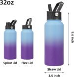 BJPKPK Insulated Water Bottles with Straw Lid, 32oz Metal Large Water Bottle with 3 Lids, Reusable Leak Proof BPA Free Thermo, Stainless Steel Tumblers for Sports, Gym, Travel-Ocean Dream - Image 3