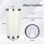 20oz Tumbler Bulk with Lid and Straw, Stainless Steel Double Wall Vacuum Insulated Travel Mug, Powder Coated Coffee Cups for Hot and Cold Drinks,Funny Gifts for Women Men(Cream-coloured,1) - Image 3