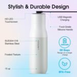 VSITOO 15oz Smart Self Cleaning Water Bottle，Insulated Water Bottle with Stainless Steel, BPA-Free, AI Self-Clean, 30-Day Battery, Magnetic Charging for Travel, Gym or Office, White - Image 5