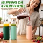 Sursip 32 oz (Set of 3) Glass Juice Bottles with Lids & Silicone Sleeve - Reusable, Refillable, Leakproof, BPA Free for Juicing, Refrigerator Storage - Image 4